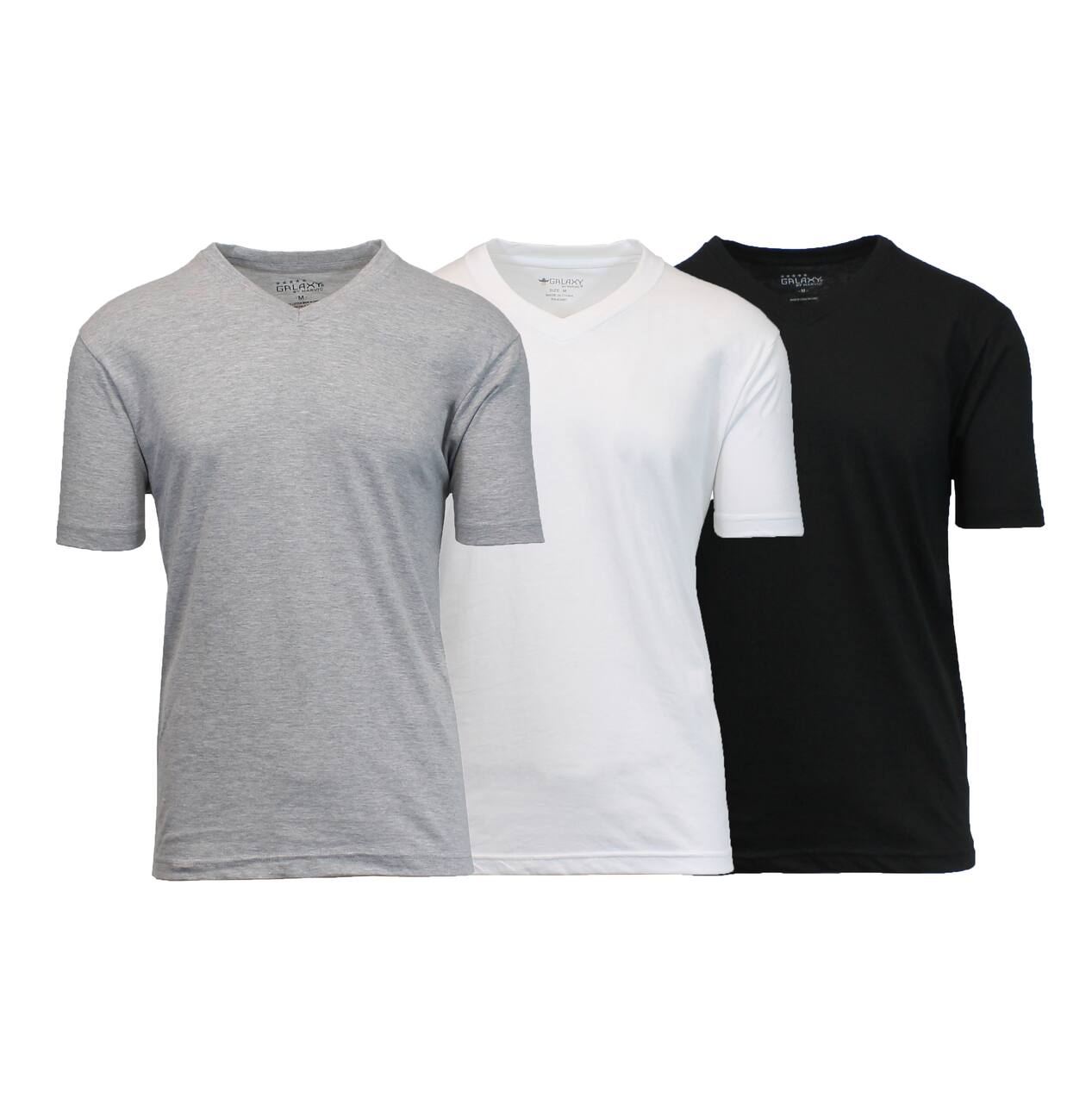 Galaxy by Harvic Men's Short Sleeve V-Neck T-Shirt 3 Pack